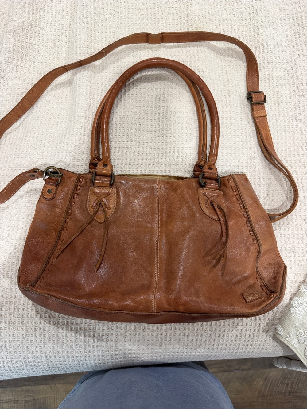 Bed Stu Leather purse Leather Satchel Handbag in Cognac Brown - Women Bags